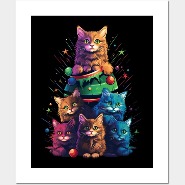 Cat Christmas Tree Wall Art by MZeeDesigns